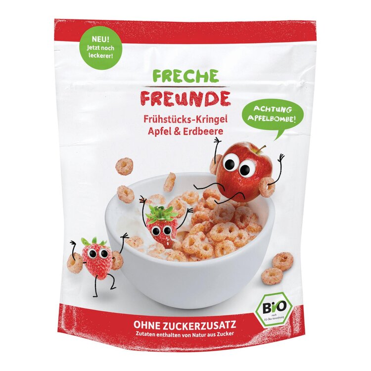 FRECHE FREUNDE BIO Cereálie křupavá kolečka Jablko a jahoda 125 g