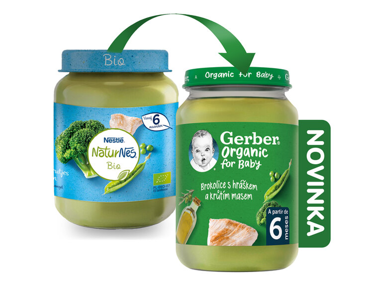 Gerber brokolice s hráškem a krutím masem 190 g