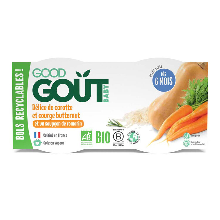 Good Gout Bio Pyré z máslové dýně a mrkve 2 x 190 g