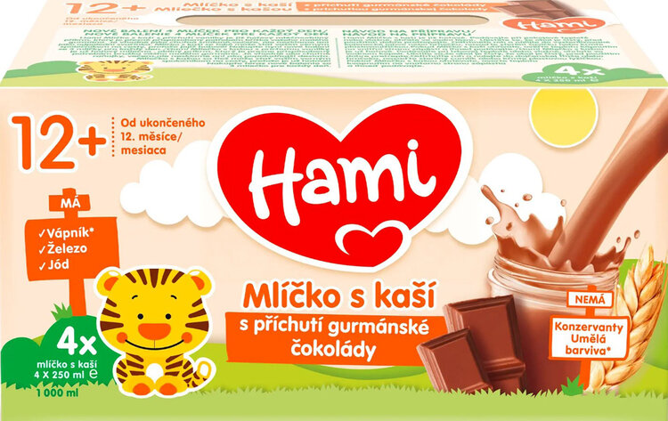 HAMI mlíčko s kaší s příchutí gurmánské čokolády 4x250 ml