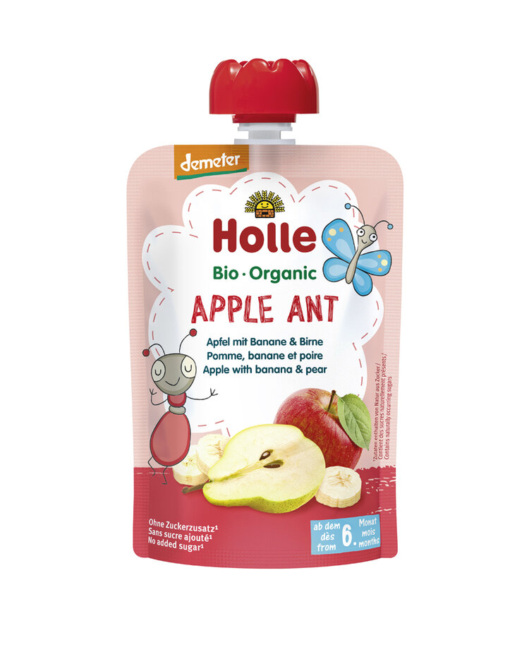 HOLLE Apple Ant Bio pyré jablko banán hruška 100 g (6+)