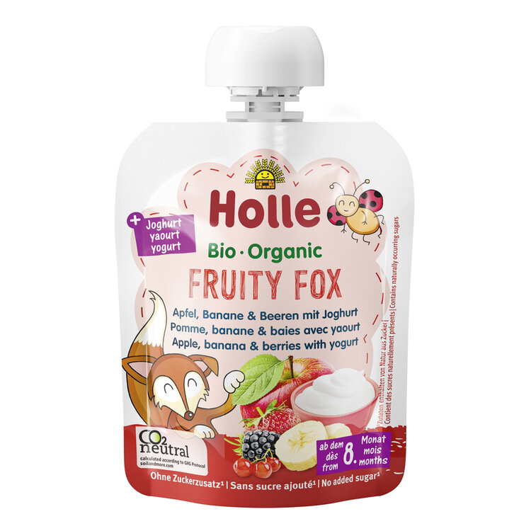 HOLLE BIO Fruity fox - dětské ovocné pyré s jogurtem