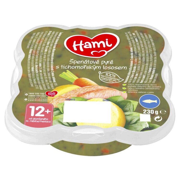 Hami Talířek Špenátové pyré s tichomořským lososem 12+ 230 g