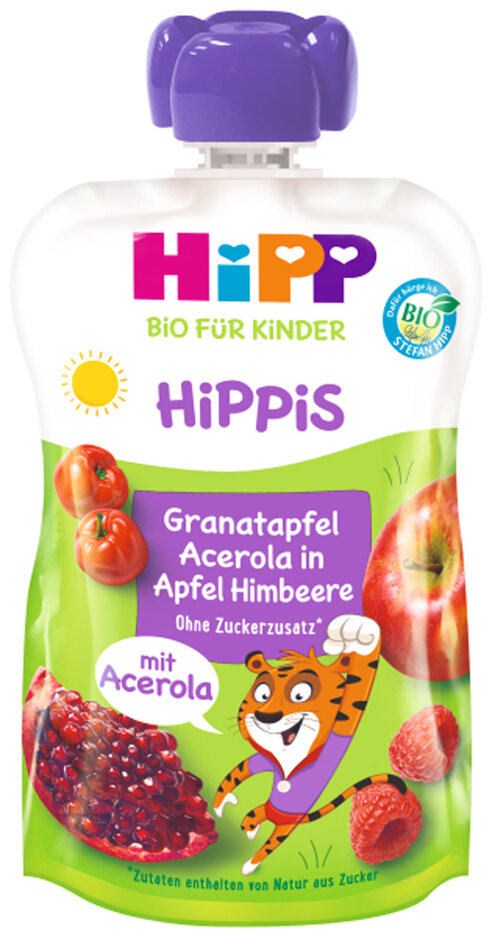 HiPP BIO HiPPiS Jablko-Maliny-Granátové jablko-Acerola od uk. 1. roku