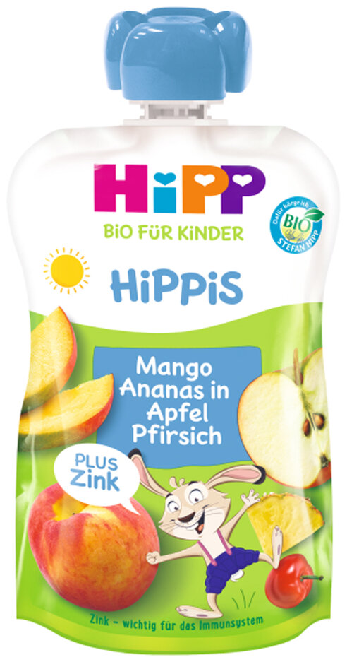 HiPP BIO Jablko-Broskev-Mango-Ananas + zinek od uk. 1. roku