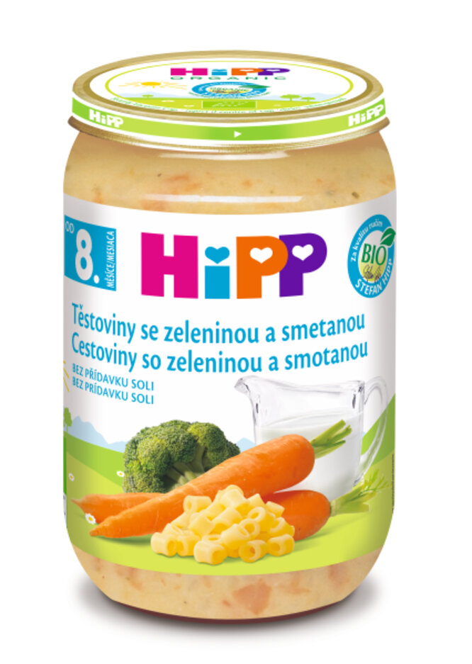 HiPP BIO Těstoviny se zeleninou a smetanou od 8. měsíce