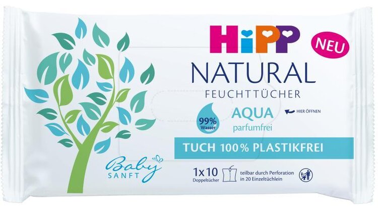 HiPP Babysanft Čistící vlhčené ubrousky Aqua Natural 10 ks