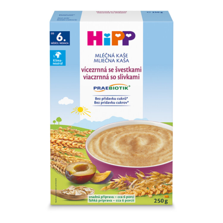 HiPP PRAEBIOTIK® Kaše mléčná vícezrnná se švestkami 250 g
