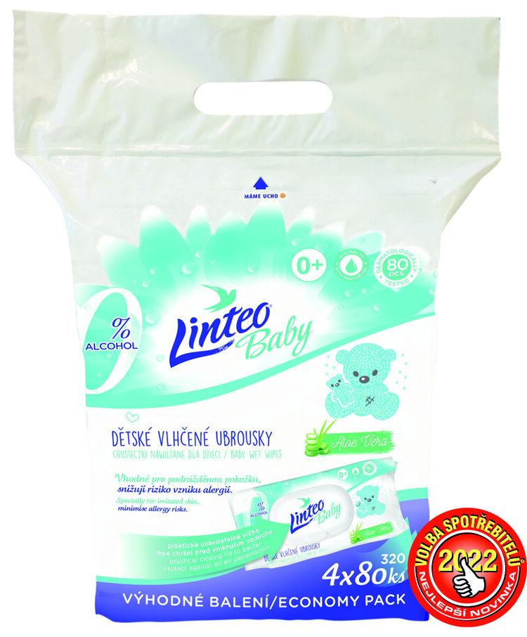 LINTEO BABY Vlhčené ubrousky s aloe vera (4x 80 ks)