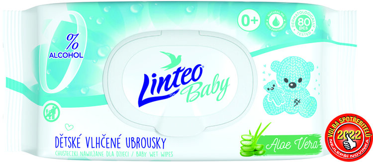 LINTEO BABY Vlhčené ubrousky s aloe vera (80 ks)