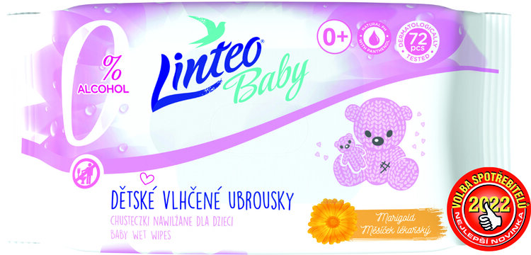 LINTEO BABY Vlhčené ubrousky s měsíčkem lékařským (72 ks)