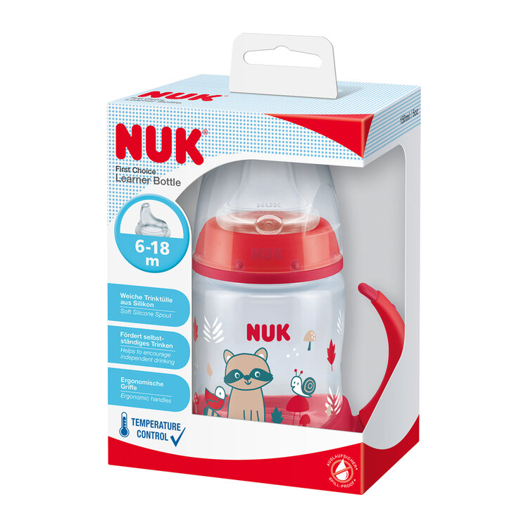 NUK FC Lahvička na učení s kontrolou teploty 150 ml červená