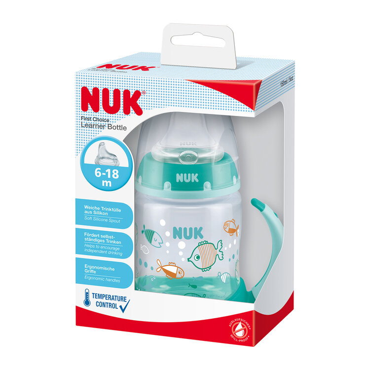 NUK FC Lahvička na učení s kontrolou teploty 150 ml zelená