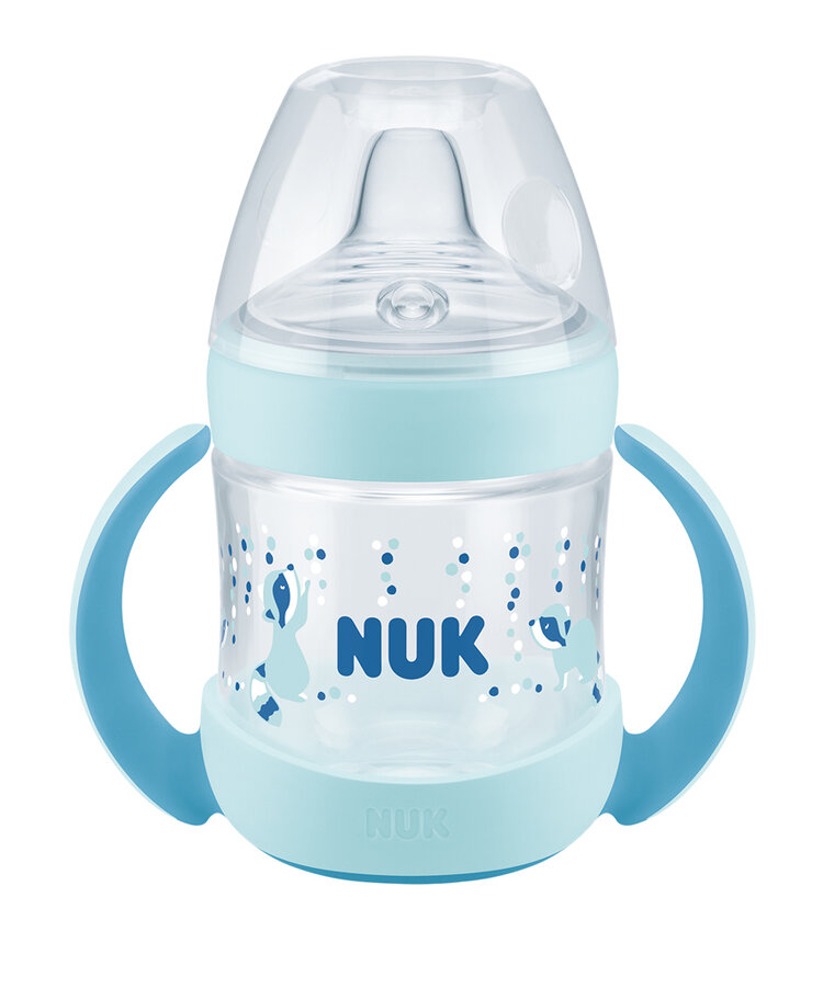 NUK Lahvička na učení Nature Sense s kontrolou teploty 150 ml modrá