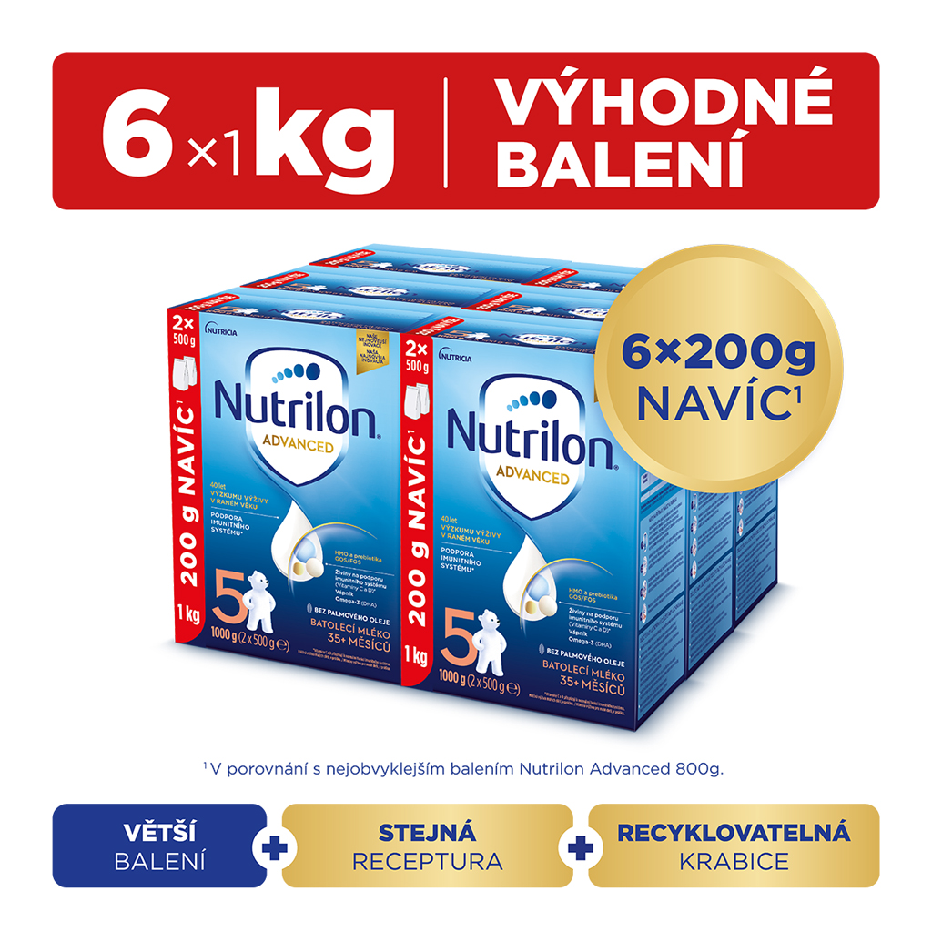 NUTRILON Mléko batolecí 5 Advanced od uk. 35. měsíce 6x 1000 g
