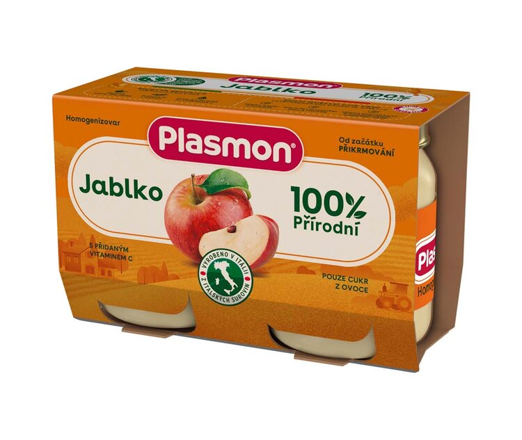 PLASMON Příkrm bezlepkový ovocný jablko 2x104 g