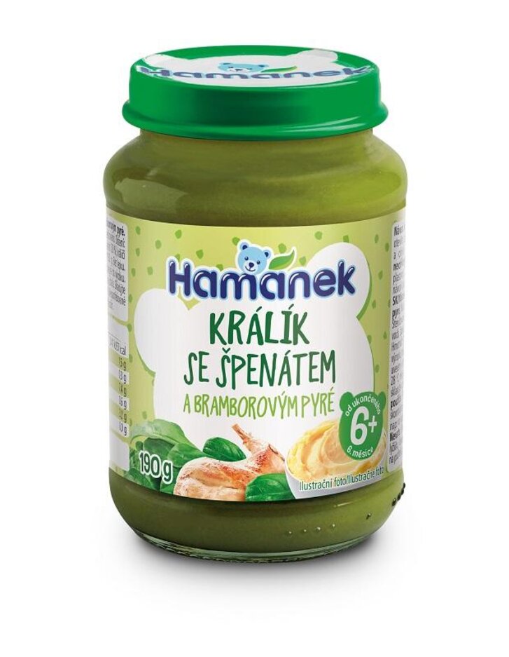 EXP: 28.08.2023 HAMÁNEK Králík se špenátem a bramborem 190 g