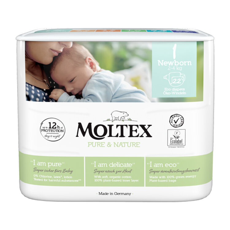 MOLTEX Pure&Nature Pleny jednorázové Newborn (2-4 kg) 22 ks