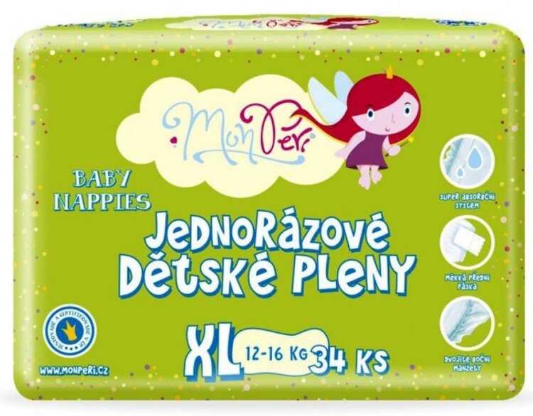 MONPERI Klasik Pleny jednorázové XL (12-16 kg) 34 ks