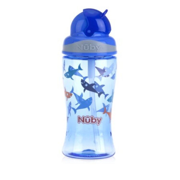 NUBY Hrnek netekoucí se sklápěcím brčkem 360 ml modrá