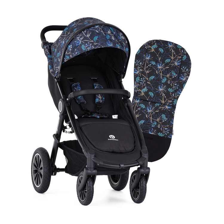 PETITE&MARS Kočárek Street+ Air Black Limited 100 Stylish Beauty Complete + nánožník