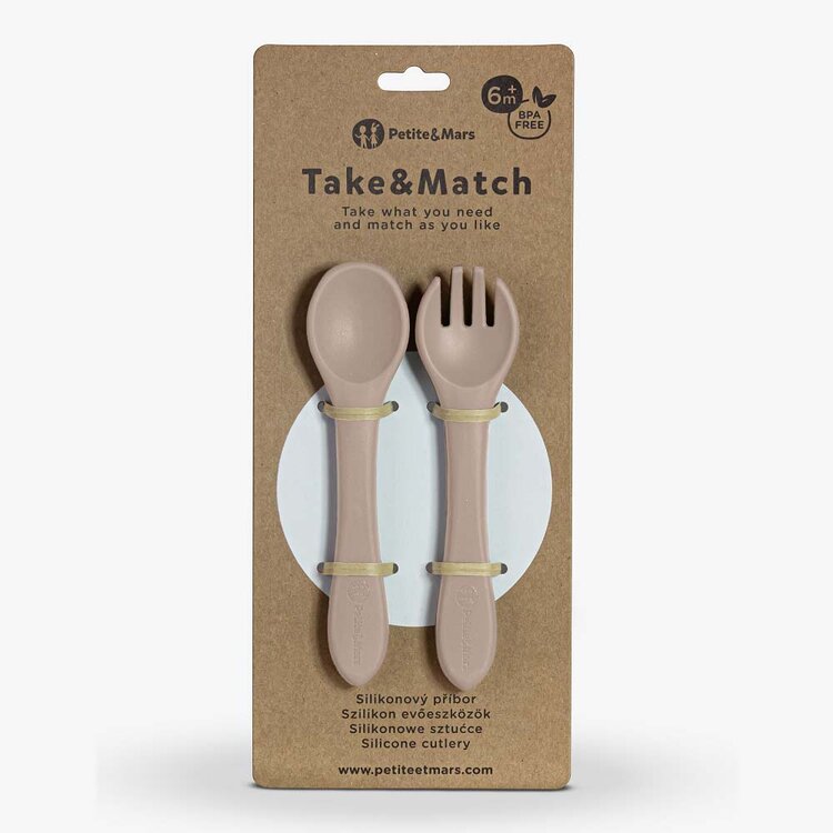 PETITE&MARS Příbor silikonový TAKE&MATCH Desert Sand 6m+