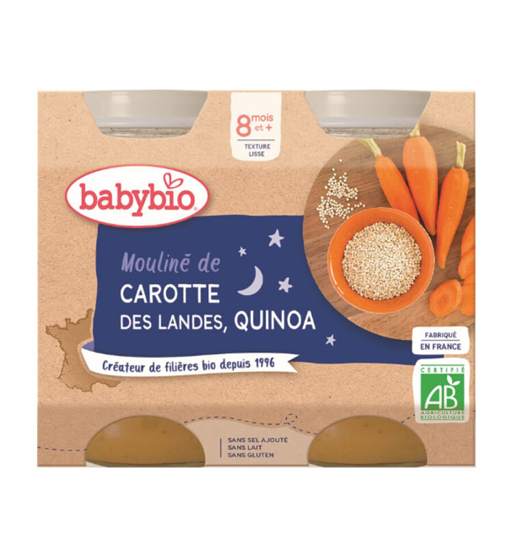 BABYBIO Večerní menu mrkvové mouliné a quinoa 2x 200 g