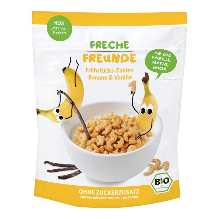 FRECHE FREUNDE BIO Cereálie křupavá čísla Banán a vanilka 125 g