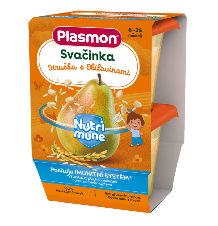 PLASMON Svačinka bezlepková ovocná NUTRI-MUNE hruška s jogurtem 2x120g