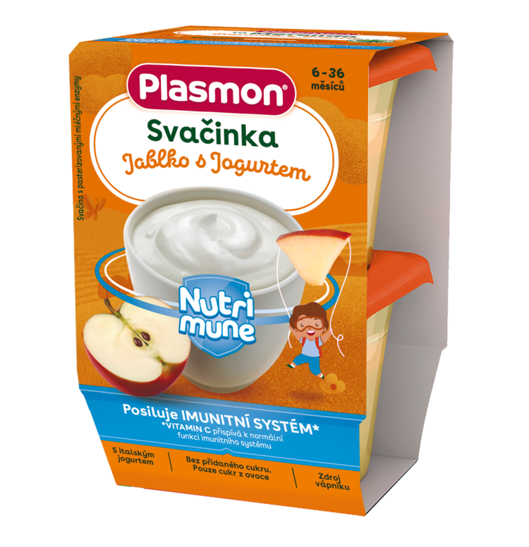 PLASMON Svačinka bezlepková ovocná NUTRI-MUNE jablko s jogurtem 2x120g