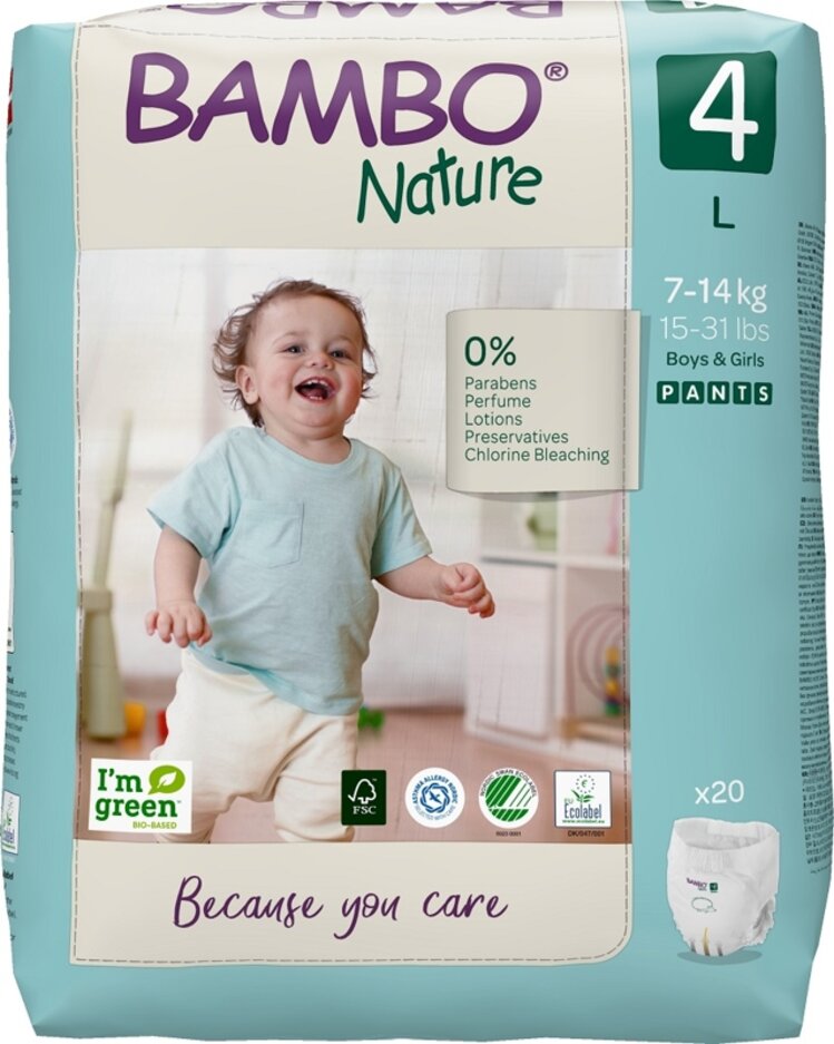 BAMBO Nature Pants Kalhotky plenkové jednorázové 4 L (7-14 kg) 20 ks