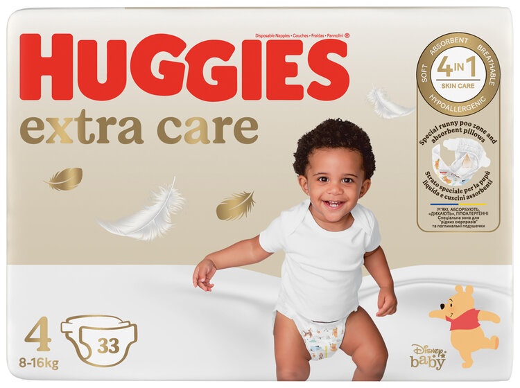 HUGGIES® Pleny jednorázové Extra Care 4 (8-14 kg) 33 ks