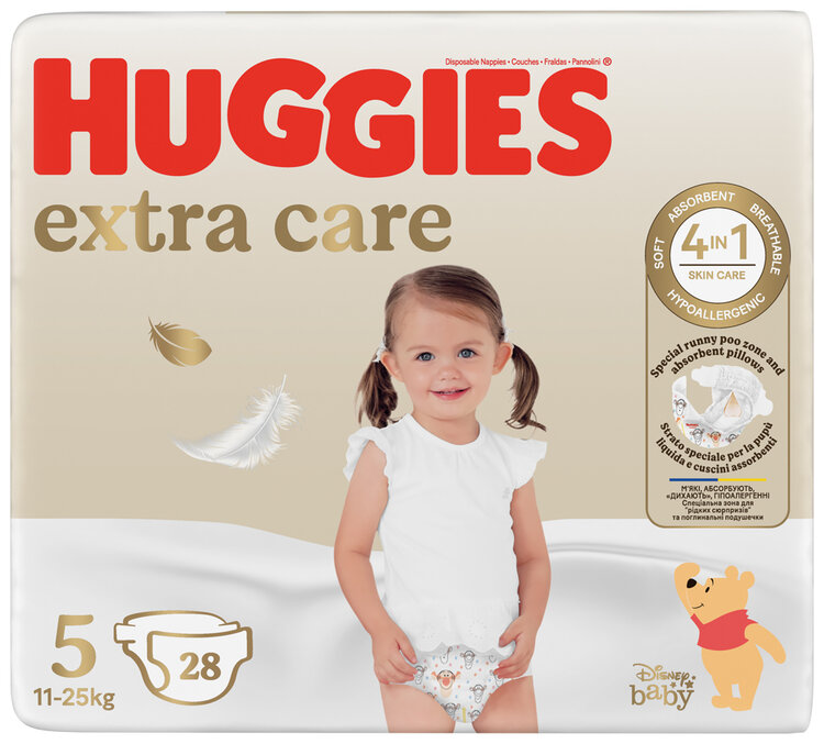 HUGGIES® Pleny jednorázové Extra Care 5 (12-17 kg) 28 ks
