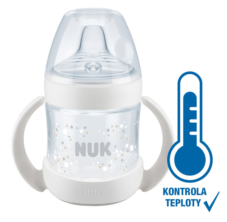 NUK Lahvička na učení Nature Sense s kontrolou teploty 150 ml bílá