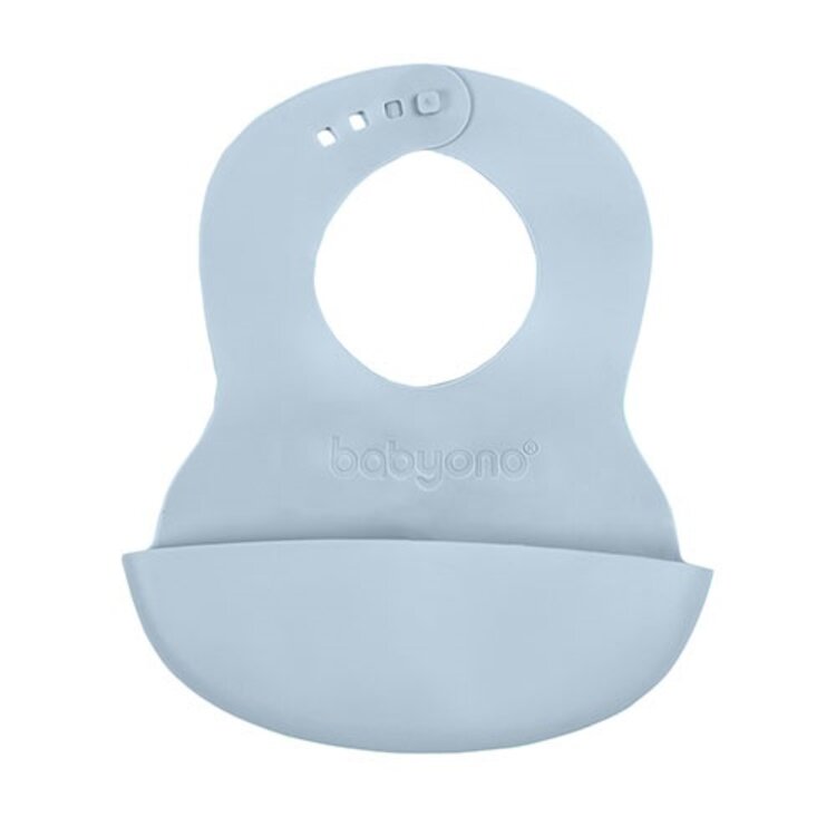 BABYONO Bryndák měkký plastový s kapsou bez BPA blue 6m+