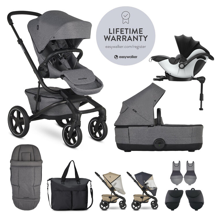 EASYWALKER SET XXL Kočárek Jimmey Iris Grey + KIDDY Evoluna i-size 2 Grey Melange Icy Grey