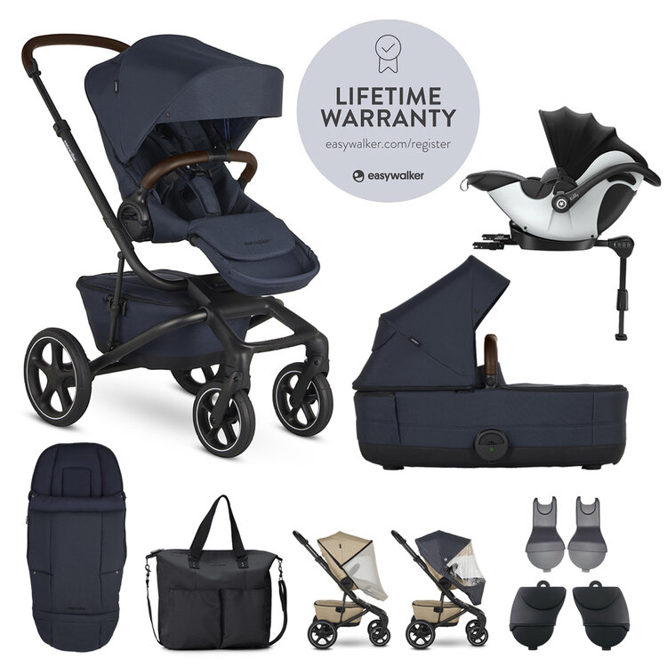 EASYWALKER SET XXL kočárek Jimmey Indigo Blue + KIDDY Evoluna i-size 2 Grey Melange Icy Grey