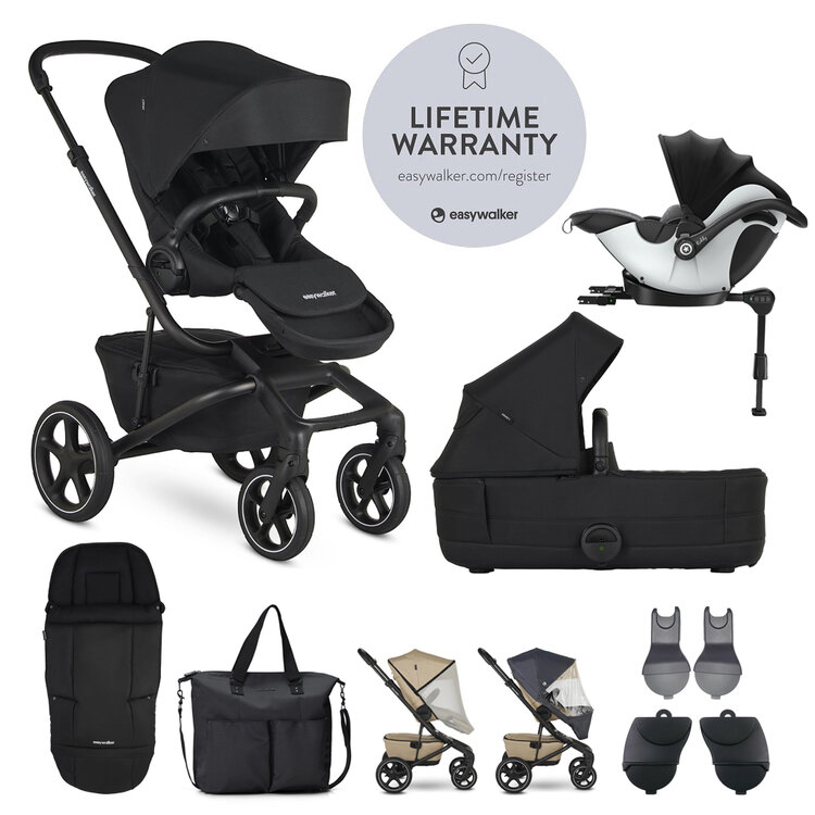 EASYWALKER SET XXL kočárek Jimmey Pepper Black + KIDDY Evoluna i-size 2 Grey Melange Icy Grey