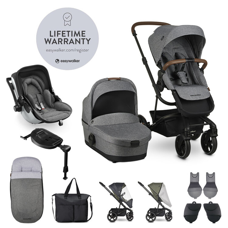 EASYWALKER Set XXL kočárek Harvey3 Exclusive Grey + KIDDY Evoluna i-size 2 Grey Melange Icy Grey