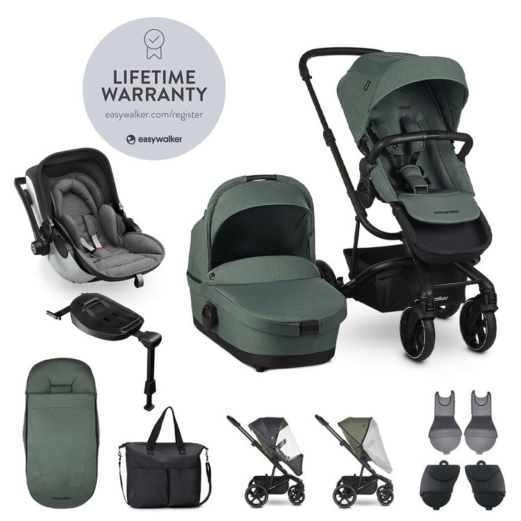 EASYWALKER Set XXL kočárek Harvey3 Forest Green + KIDDY Evoluna i-size 2 Grey Melange Icy Grey