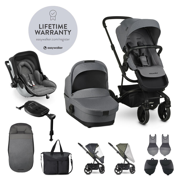 EASYWALKER Set XXL kočárek Harvey3 Fossil Grey + KIDDY Evoluna i-size 2 Grey Melange Icy Grey