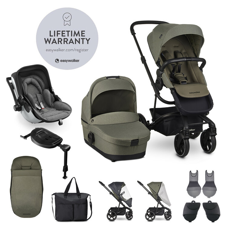 EASYWALKER Set XXL kočárek Harvey3 Sage Green + KIDDY Evoluna i-size 2 Grey Melange Icy Grey