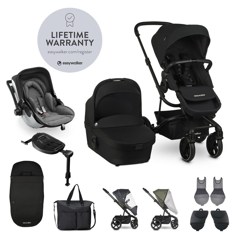 EASYWALKER Set XXL kočárek Harvey3 Shadow Black + KIDDY Evoluna i-size 2 Grey Melange Icy Grey