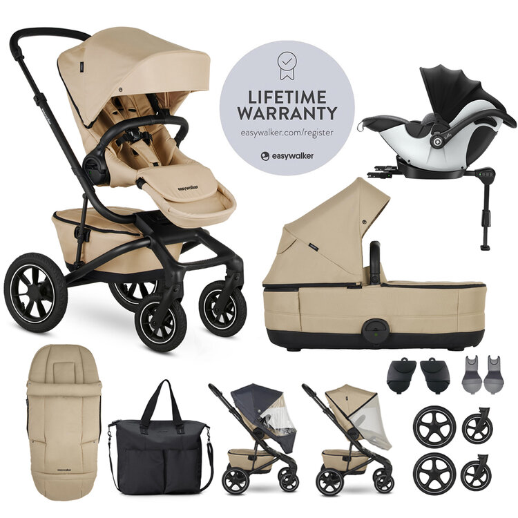 EASYWALKER Set XXL kočárek Jimmey Air Sand Taupe + KIDDY Evoluna i-size 2 Grey Melange Icy Grey