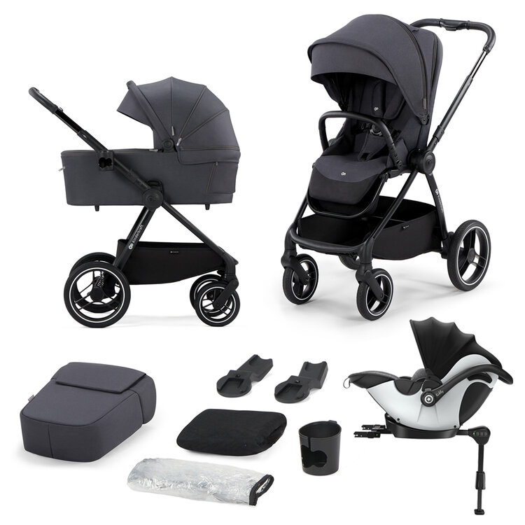 KINDERKRAFT SELECT Kočárek Nea 2v1 Deep Grey + KIDDY Evoluna i-size 2 Grey Melange Icy Grey