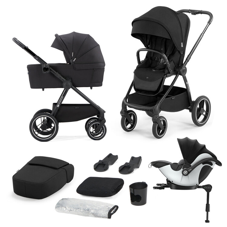KINDERKRAFT SELECT Kočárek Nea 2v1 Midnight Black + KIDDY Evoluna i-size 2 Grey Melange Icy Grey