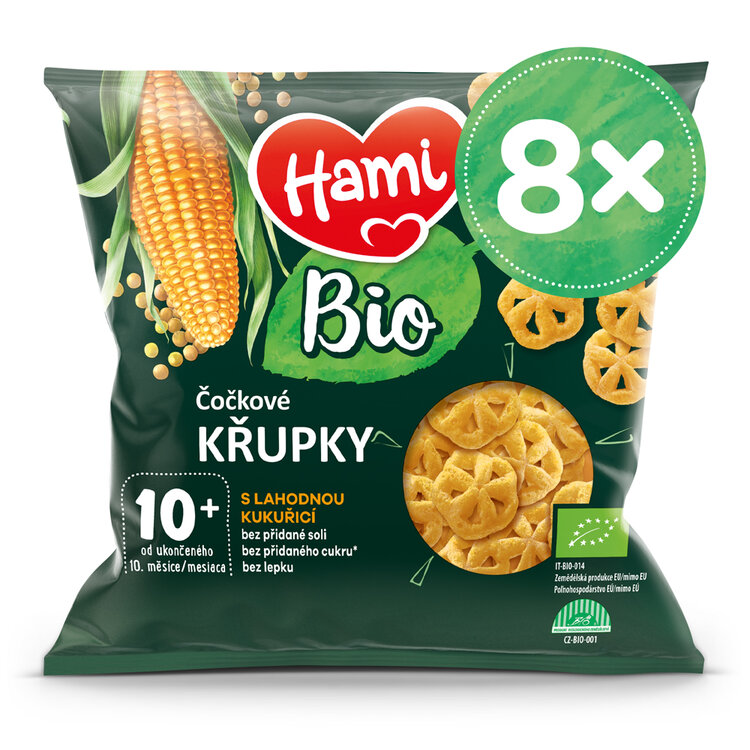 EXP: 23.11.2023 8x HAMI BIO Křupky čočkové s lahodnou kukuřicí 20 g