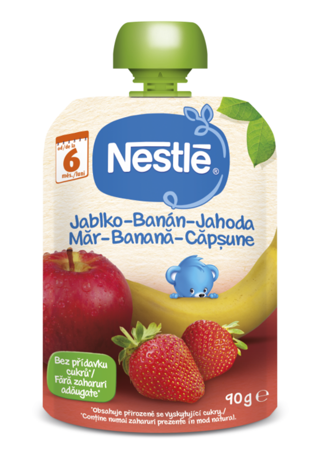 EXP: 31.12.2023 NESTLÉ Min Frukt Kapsička Jablko Banán Jahoda 90 g