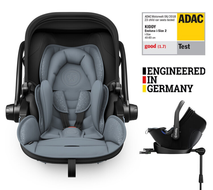 KIDDY Autosedačka Evoluna i-size 2 + Isofix základna 40-83 cm Polar Grey