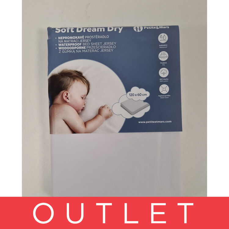 PETITE&MARS Napínací prostěradlo nepromokavé Soft Dream Dry 120 x 60 White